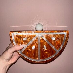 SHEIN Orange Marbled Fruit Slice Clutch with Pearl Top